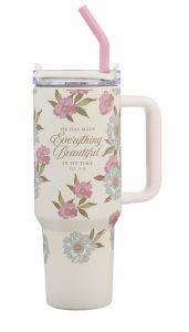 Tumbler with Reusable Straw-Everything Beautiful Whimsical Blooms SMUG319 