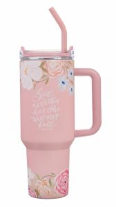 Tumbler with Reusable Straw-God is With Her Pink Floral SMUG325 
