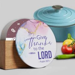 Pot Coaster: Ceramic Round-Give Thanks