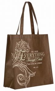 Tote Bag: Everything Through Christ Fluted Iris Brown TOT147