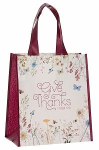 Tote Bag: Give Thanks Topsy-Turvy Wildflower Non-Woven Coated TOT156