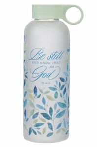 Water Bottle: Glass-Be Still Minty Leaf WBT243