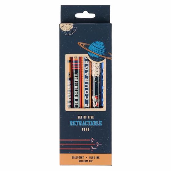 Ballpoint Pen Set of 5-Retractable Be Courageous Blue Ink PEN392 
