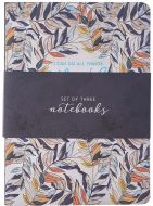 Notebook Set of 3-Through Christ, Philippians 4:13, Navy Floral, Large NBS040