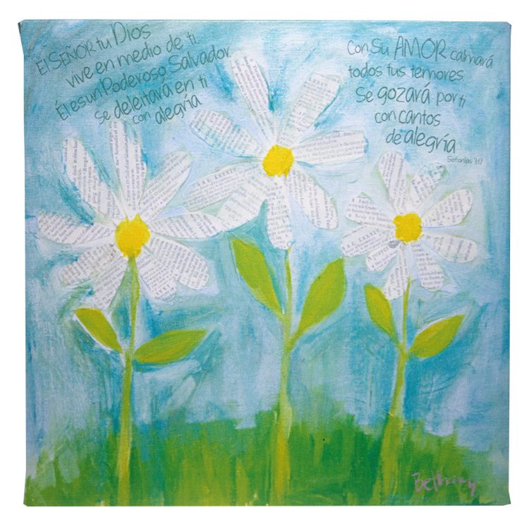 Plaque (Canvas)-Petals of Praise, Daisies (CPL001)