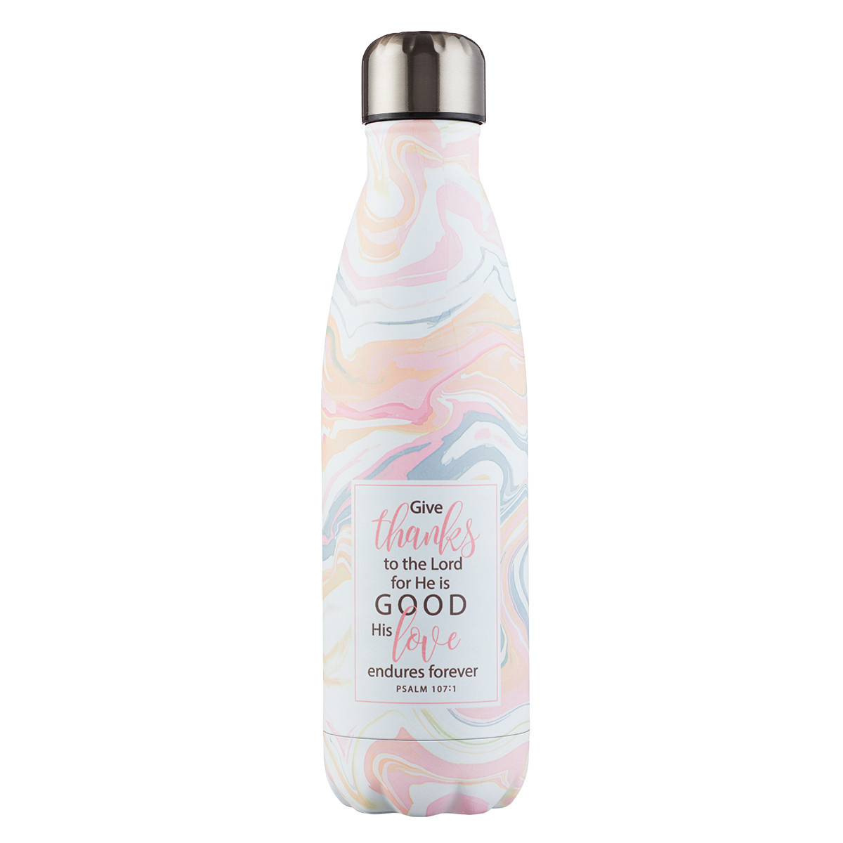 Give Thanks in Marble Pattern - Water Bottle