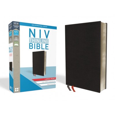NIV Thinline Bible - Large Print, Bonded Leather, Black,