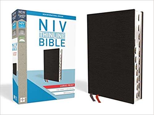NIV Thinline Bible Large Print Black, Thumb Index