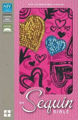 NIV Sequin Bible Hot Pink Hearts