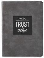 Journal: Handy-Sized-Trust in the LORD, Gray Faux Leather,  JL637