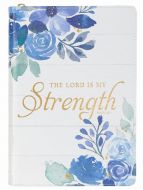Journal: FauxLeather/Zip-The Lord Is My Strength, Blue Floral, JL651