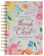 Journal: Wirebound-All Things Through Christ, Multi-colored Floral, JLW140