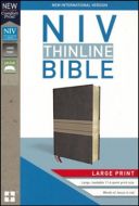 NIV Thinline Bible Large Print, Leathersoft, Brown and Tan