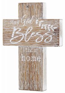 Wall Cross FirWood-May God Bless This Home, J5896