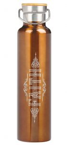 Water Bottle: Stainless Steel-Faith Brushed Gold, Hebrews 11:1, FLS053