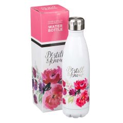 Water Bottle: Be Still Floral White  FLS049 