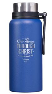 WaterBottle: Stainless Steel-I Can Do All Things, Philippians 4:13, Blue, FLS056