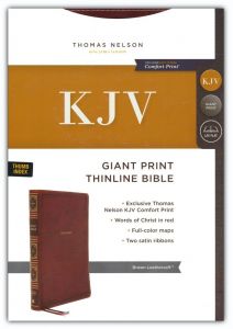 KJV Thinline Giant Print Bible, Comfort Print, LeatherSoft, Brown, INDEXED
