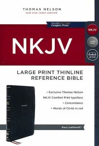 NKJV Thinline Reference Bible, Large Print, Leathersoft, Black