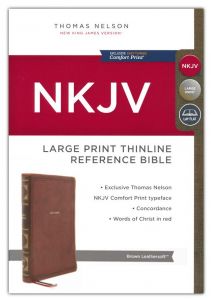 NKJV Thinline Reference Bible, Large Print, LeatherSoft-Brown