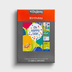 Boxed Cards-Birthday Oh Happy Day Art Icons, J5126