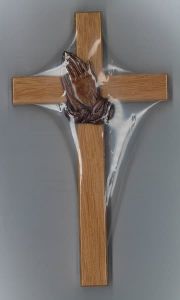 Cross with Polyresin Praying Hand, C20P