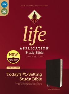 NIV  Life Application Study Bible  3rd Ed.  Black Bonded Leather  Red Letter Ed.  Thumb Indexed