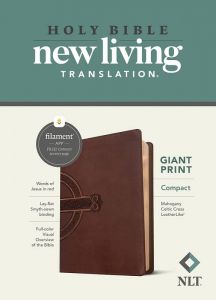 NLT Compact Giant Print Bible, Leatherlike, Mahogany Celtic Cross, Filament Enabled Edition