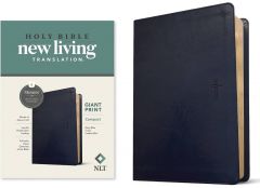 NLT Compact Giant Print Bible, Leatherlike, Navy Blue Cross, Filament Enabled Edition