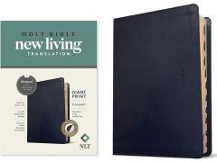 NLT Compact Giant Print Bible, LeatherLike, Navy Blue Cross, Indexed
