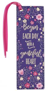 Bookmark Faux Leather-Grateful Heart Floral, BMF110