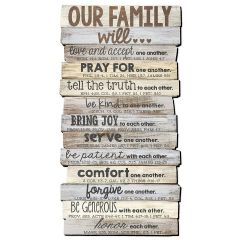 Plaque-Stacked Wood, Our Family, Large, 45017