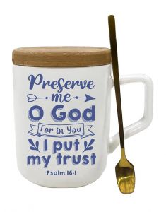 Mug (w/Wooden Cover)-Preserve Me O God