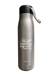 Flask Bottle/Slim-He Restores My Soul Grey