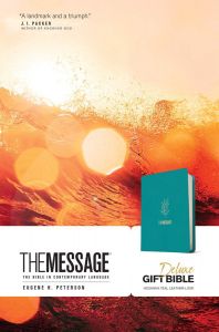 The Message Deluxe Gift Bible, Leather-Look, Hosanna Teal