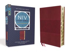 NIV Study Bible, Fully Revised Edition, Large Print, Leathersoft, Burgundy, Red Letter, Thumb Indexed, Comfort Print