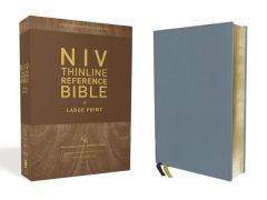 NIV Thinline Reference Bible, Large Print, Genuine-Buffalo Blue