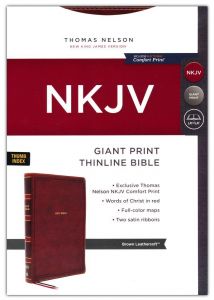 NKJV Thinline Giant Print Bible, Leathersoft-Brown