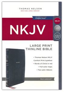 NKJV Thinline Large Print Bible Leathersoft-Black, Comfort Print