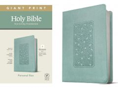 NLT Personal Size Giant Print Bible LeatherLike-Floral Frame Teal