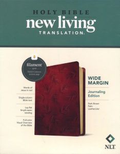 NLT Wide Margin Bible, LeatherLike-Dark Brown, Palm, Filament Enabled Edition