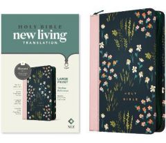 NLT Large Print Thinline Reference Zipper Bible, Filament - Navy Pink