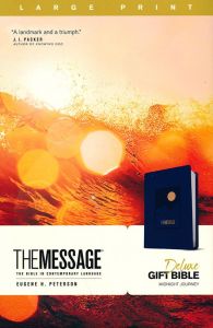 Message Deluxe Gift Bible Large Print LeatherLook-Navy