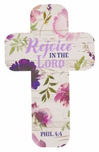Bookmark Cross-Rejoice in the Lord, Puprle Flora, BMC170