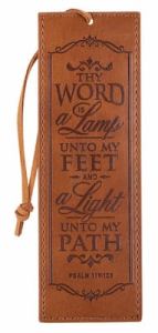 Bookmark FauxLeather-Thy Word is A Lamp, Brown, BMF134