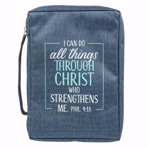 I Can Do All Things Blue Poly-Canvas Bible Cover (Large)