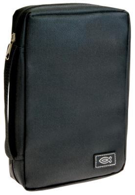 Polyester Canvas with Fish Emblem in Black Bible Cover