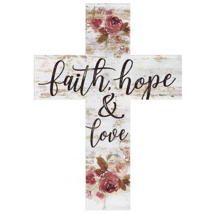 Cross (Wood) - Faith Hope & Love