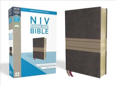 NIV, Thinline Bible, Leathersoft, Brown/Tan, Red Letter Edition, Comfort Print