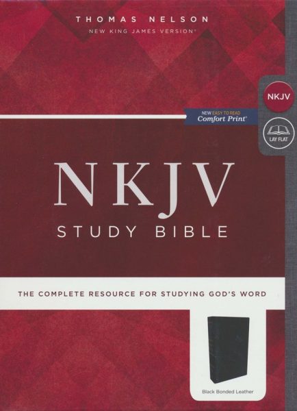 NKJV Study Bible, Bonded Leather, Black, Comfort Print